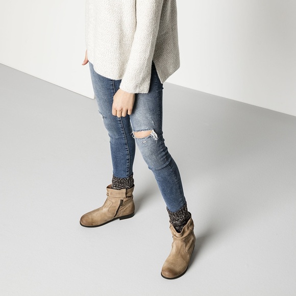 Birkenstock Sarnia Slouchy Boots Taupe Beige Factory Distressing size 38, 7, 7.5 - Picture 2 of 14